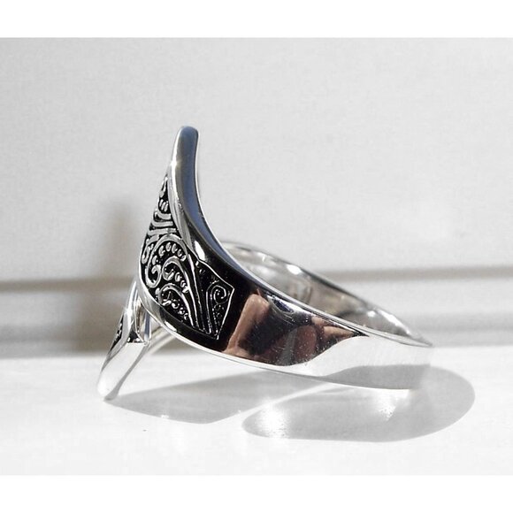 925 STERLING SILVER Unique Bali Bypass Swirl Ring - Picture 9 of 15